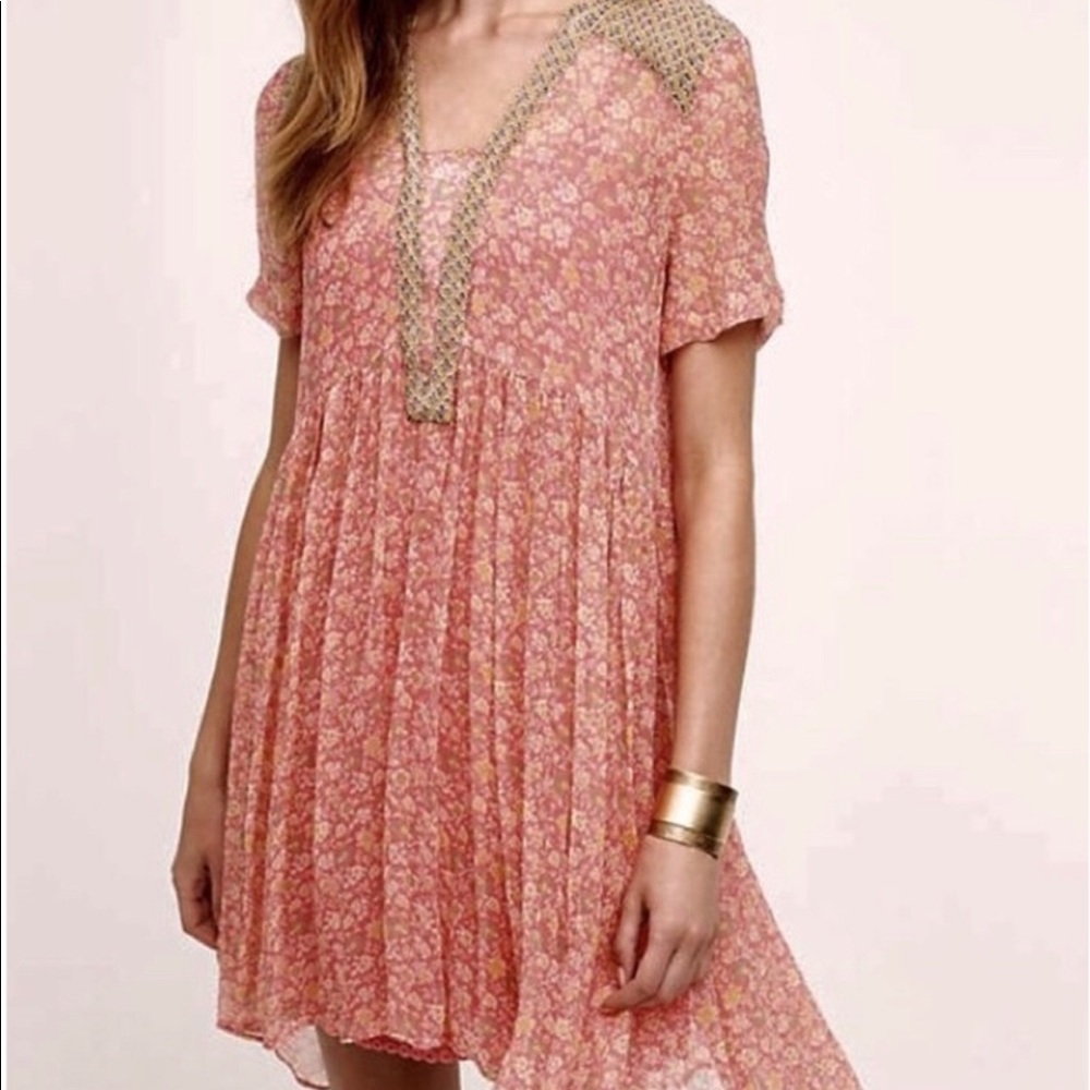 Anthropologie MAEVE Pink Babydoll dress